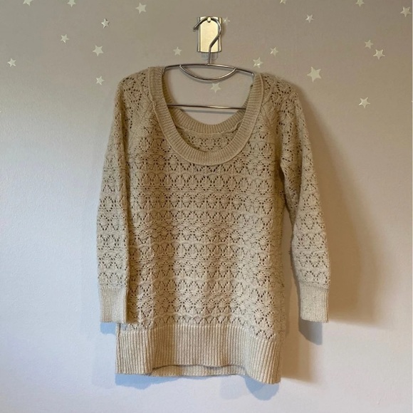 Off the shoulder cream shimmery Sweater small. - Picture 2 of 5